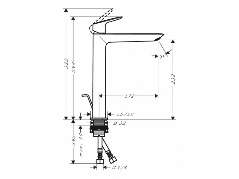 Купить Смеситель Hansgrohe Logis Fine для раковины 240, с донным клапаном, хром, 71257000