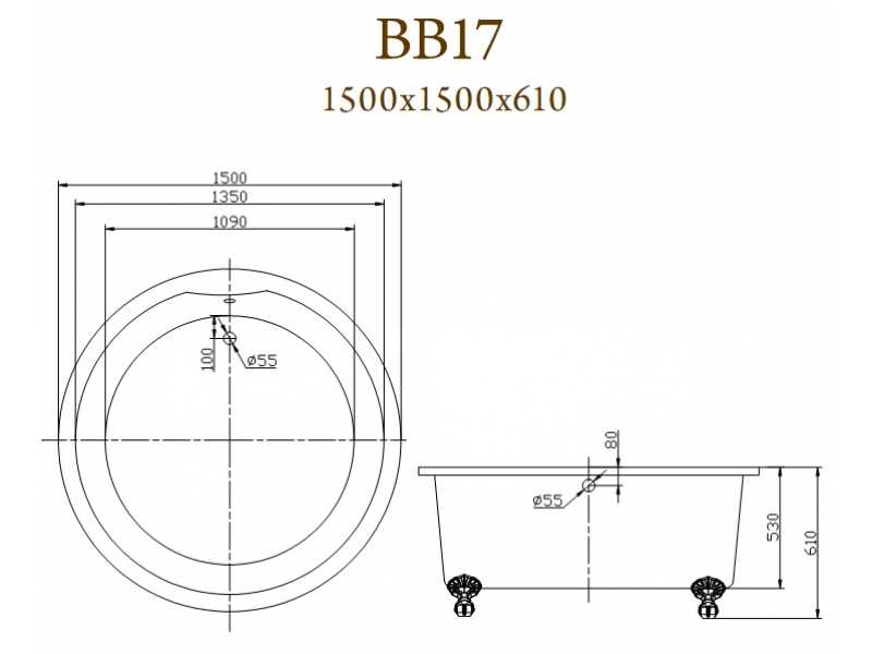 Купить Ванна акриловая BelBagno, BB17-CRM - Хром