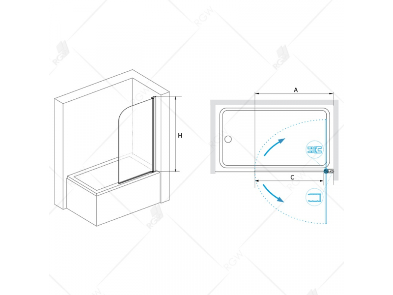 Купить Шторка на ванну RGW RGW SC-09, 06110906-11, 60 x 150 см стекло прозрачное, профиль хром