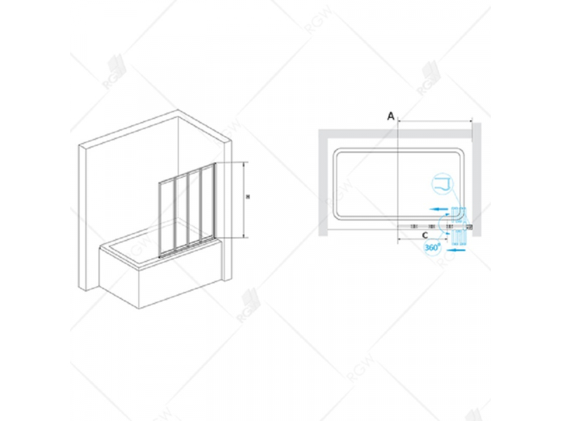Купить Душевая шторка на ванну RGW SC-23, 03112310-11, 100 х 150 см, профиль - хром