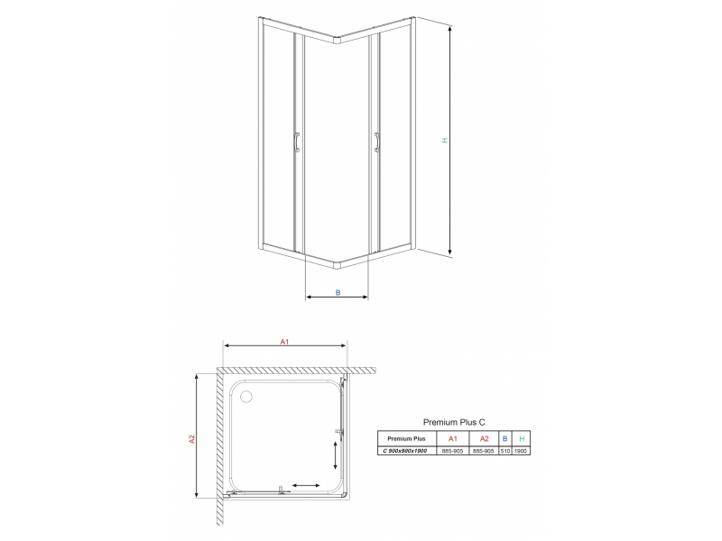 Купить Душевой уголок Radaway Premium Plus C 30453-01, 90 х 90 х 190 см