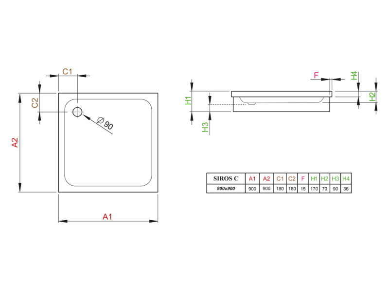 Купить Поддон для душа Radaway Siros C900, 90 x 90 см, квадратный, SBC9917-1