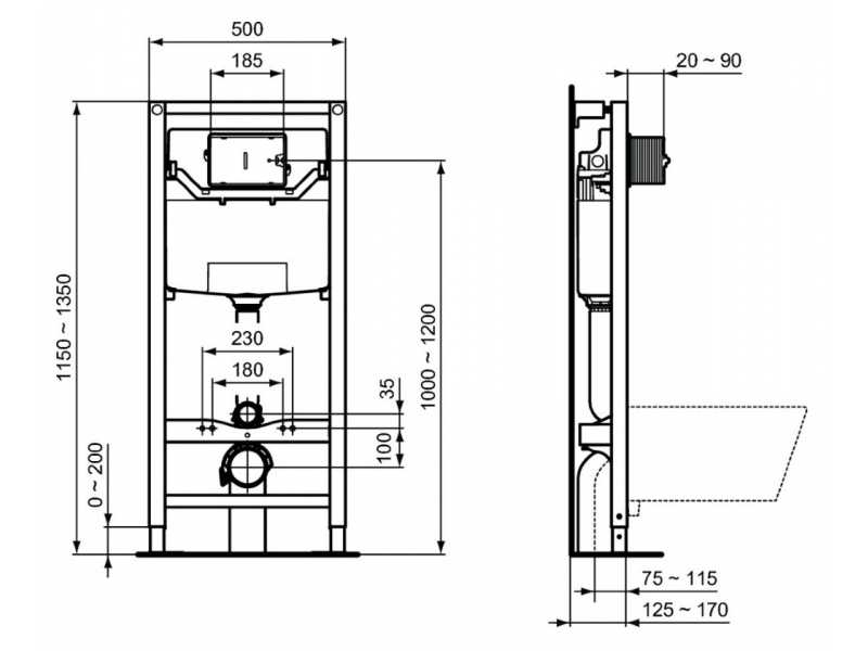 Купить Инсталляция Ideal Standard Prosys 120 P для подвесного унитаза, R027767