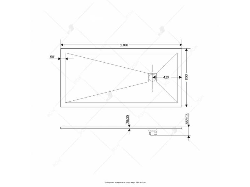 Купить Душевой поддон RGW ST-138W 16152813-01 80 x 130 см, прямоугольный, цвет белый, из искусственного камня