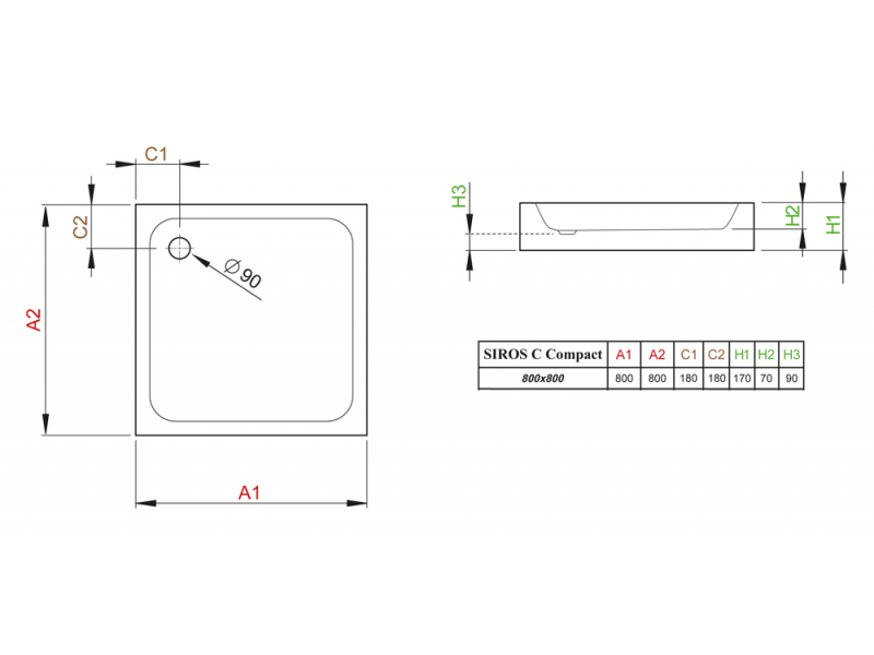 Купить Поддон для душа Radaway Siros С800, 80 x 80 см, квадратный, SBC8817-2