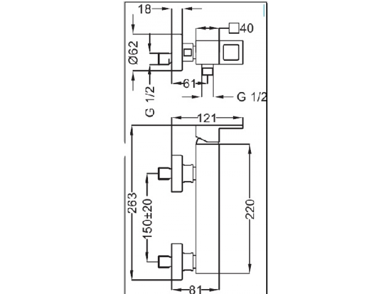 Купить Смеситель Cezares Molveno, MOLVENO-DM-01-Cr для ванны и душа