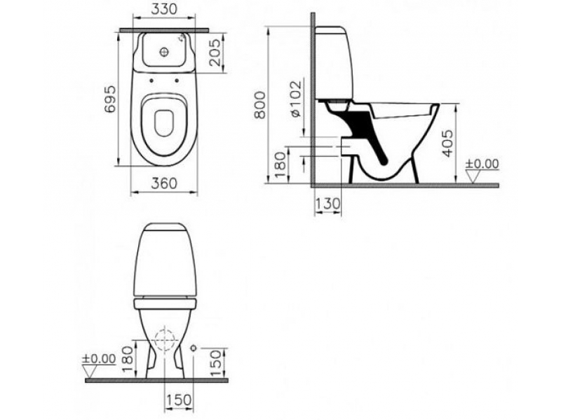 Купить Напольный унитаз Vitra Grand 9764B003-1206 крышка стандарт