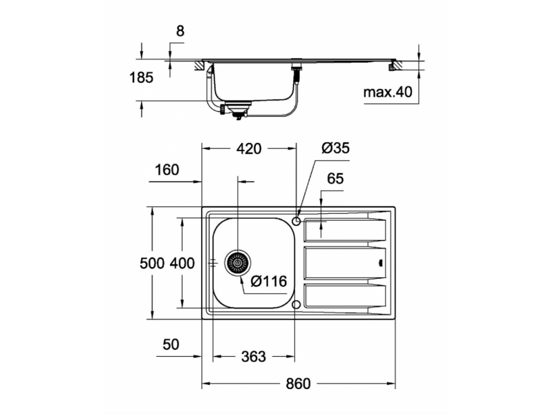 Купить Мойка кухонная Grohe K400 31566SD0