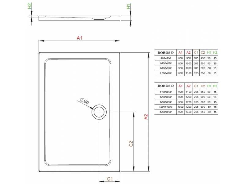 Купить Поддон для душа Radaway Doros Plus D, 90 x 100 см, прямоугольный, SDRPD1090-01