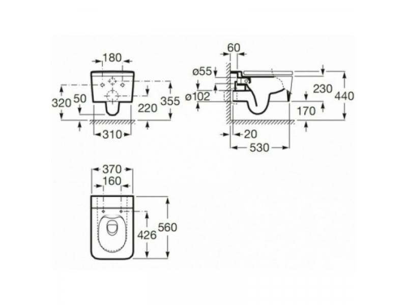 Купить Подвесной унитаз Roca Inspira Square Rimless 346537000, безободковый