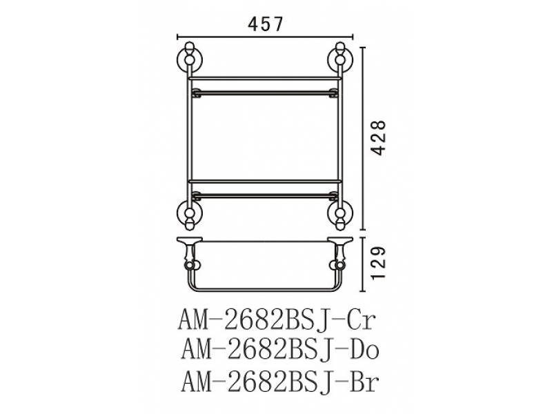 Купить Двойная стеклянная полка Art&Max Antic Crystal AM-E-2682BSJ-Do, золото