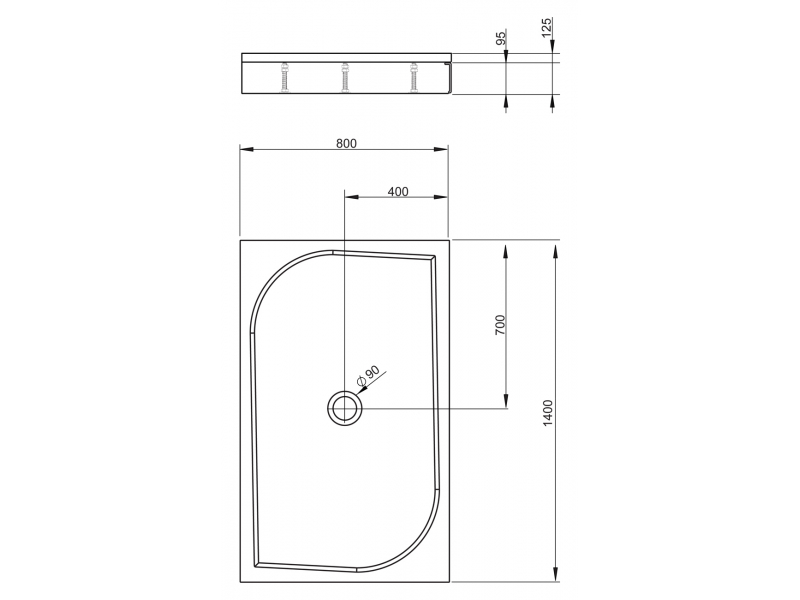 Купить Поддон для душа Radaway Paros D1400, 80 x 140 см, прямоугольный, MBD8014-03-1