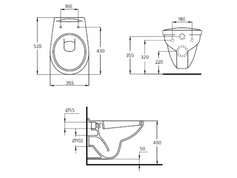 Купить Подвесной унитаз Ideal Standard Ecco-Eurovit без сиденья, белый, E876901