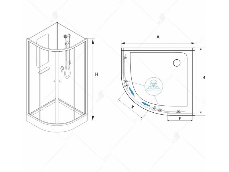 Купить Душевая кабина RGW Andaman AN-208, 80 x 80 см, стекла прозрачные, профиль сатин (матовый хром), 381320888-12