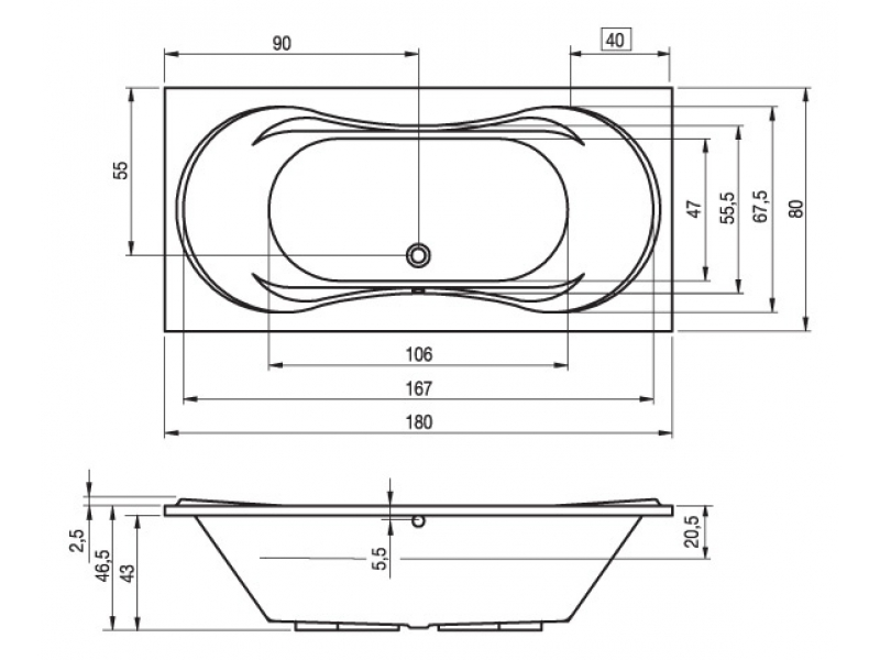 Купить Ванна гидромассажная Riho Supreme 180 x 80 см, AIR