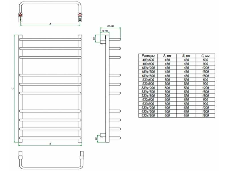 Купить Полотенцесушитель водяной Grota EcoForte 53 x 150 см, ширина 53 см, высота 150 см, полированный