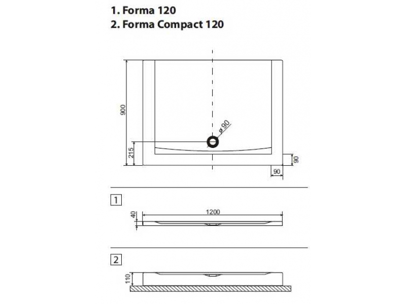 Купить Поддон душевой Excellent Forma Compact 120 x 90 см