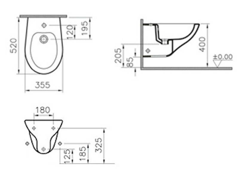 Купить Биде Vitra Arkitekt 6231B003-0288 подвесное