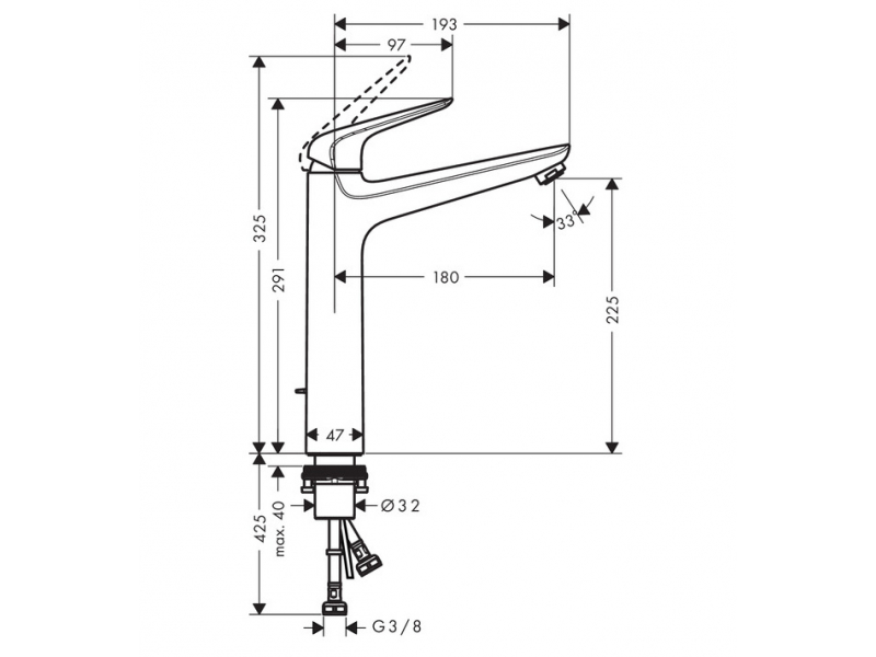 Купить Смеситель для раковины Hansgrohe Novus 71123000, с донным клапаном