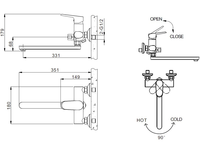 Купить Смеситель Bravat Pure F6105161C-01A для ванны