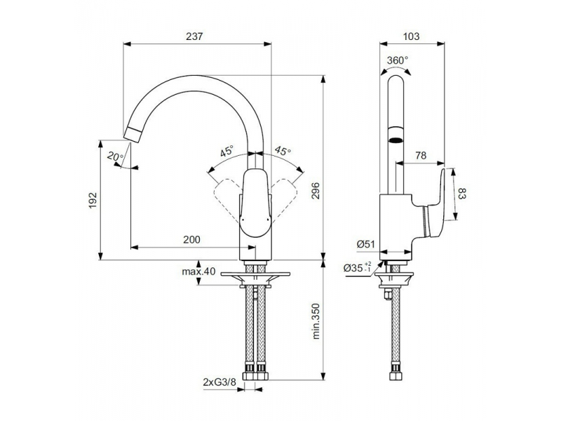 Купить Смеситель для кухонной мойки Ideal Standard Ceraflex B1727AA