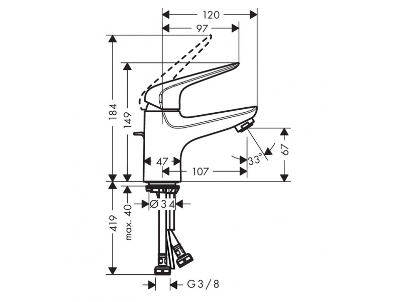 Купить Смеситель для раковины Hansgrohe Novus 71020000, с донным клапаном