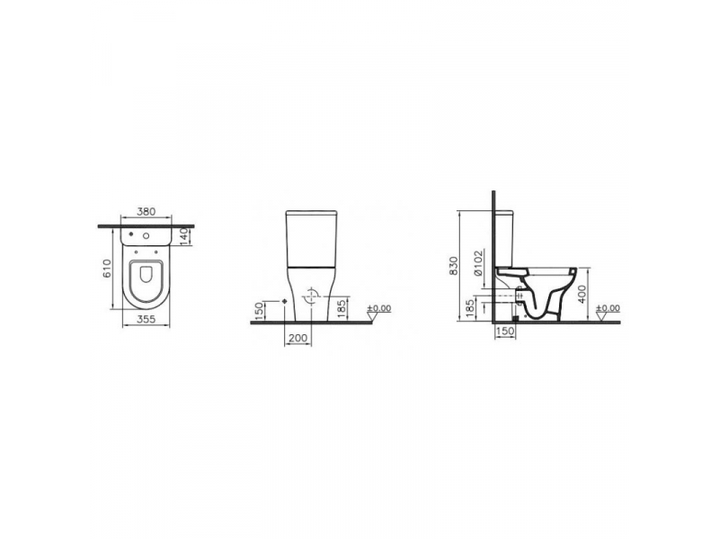 Купить Напольный унитаз Vitra Zentrum, крышка микролифт, 9012B003-7204 (5780L003-0585/5783L003-5560)