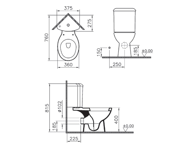 Купить Напольный унитаз угловой Vitra Arkitekt 9754B003-7200 с крышкой стандарт