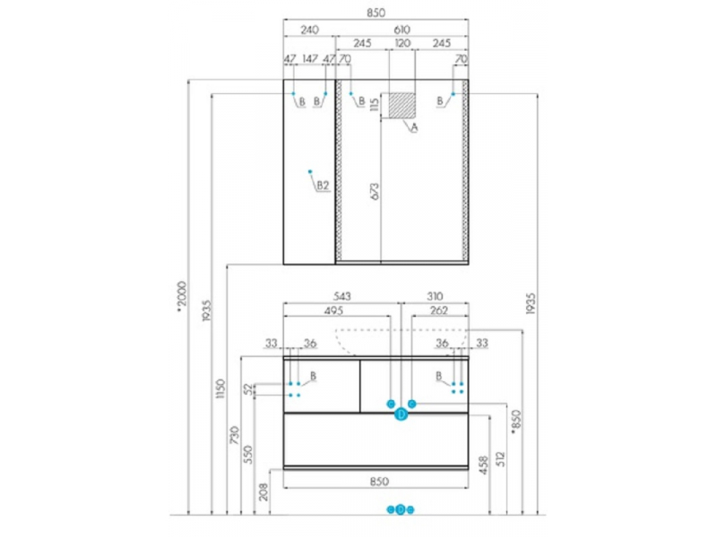 Купить Тумба под раковину Aquaton Терра 85 см, цвет дуб кантри, антрацит, 1A247201TEKA0