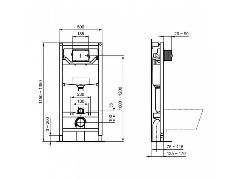 Купить Инсталляция Ideal Standard Prosys с унитазом Connect AquaBlade®, P211601, сиденье микролифт, комплект