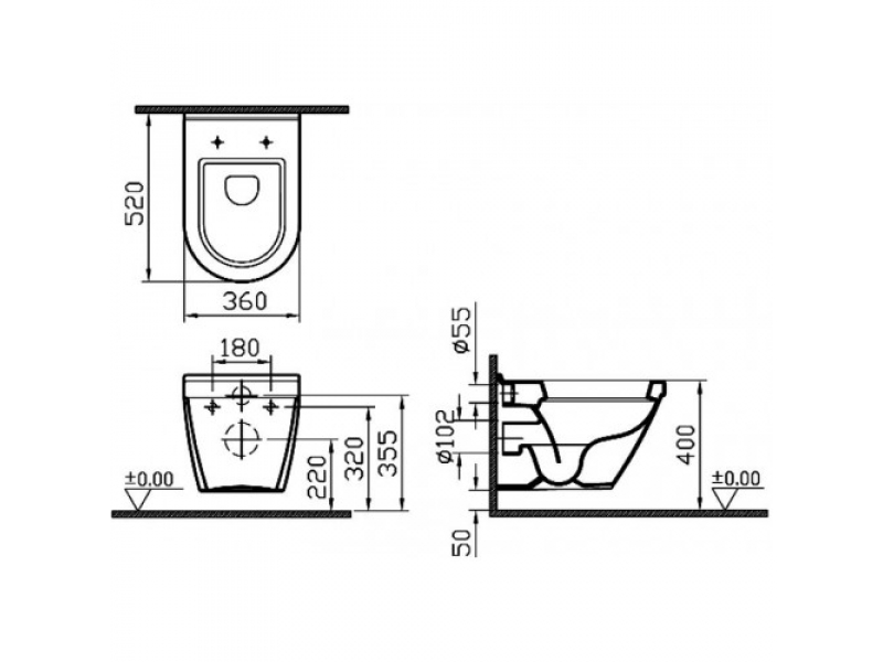 Купить Подвесной унитаз Vitra S50 5318B003-6039 с сидением SoftClose