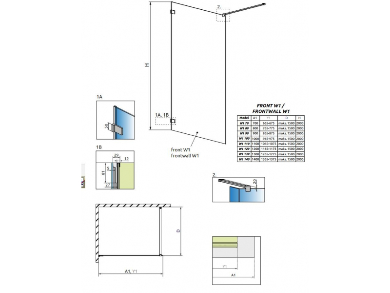 Купить Фронтальная перегородка Radaway Euphoria Walk-in V W1 130 383115-01-01