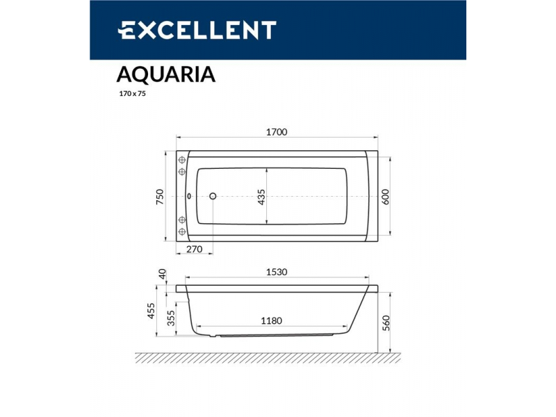 Купить Ванна гидромассажная Excellent Aquaria 170 x 75 см, SOFT, хром