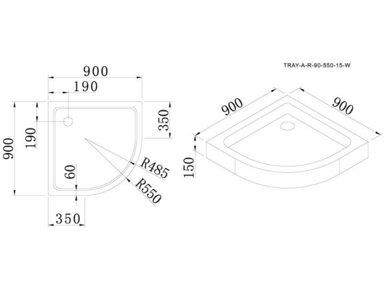 Купить Поддон акриловый Cezares TRAY-A-R-100-550-15-W0