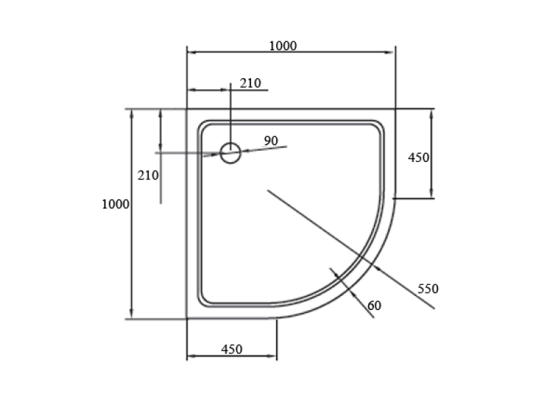 Купить Поддон акриловый Cezares TRAY-A-R-100-550-15-W0