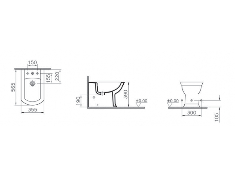 Купить Биде Vitra Serenada 4163B003-0061 напольное