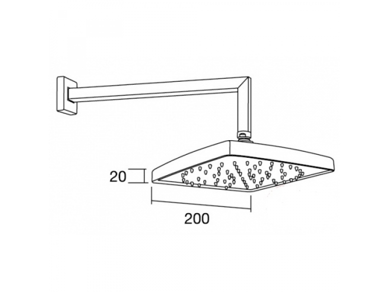 Купить Верхний душ Margaroli Luxe 208SQ, 20х20 см, 1 режим струи, без держателя, хром