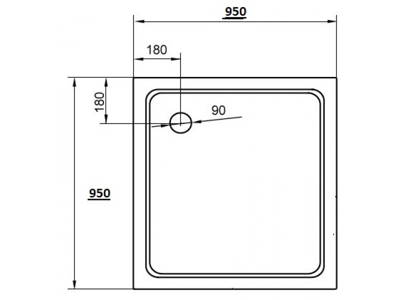 Купить Поддон акриловый Cezares 95 x 95 x 15 см, TRAY-A-A-95-15-W