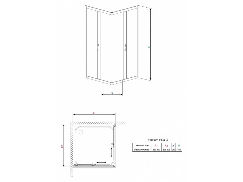 Купить Душевой уголок Radaway Premium Plus C, 90 x 90 х 170 см, стекло фабрик