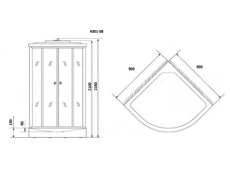 Купить Душевая кабина Niagara Eco 90 x 90, задняя стенка - белое стекло крашенное, NG-4301-08