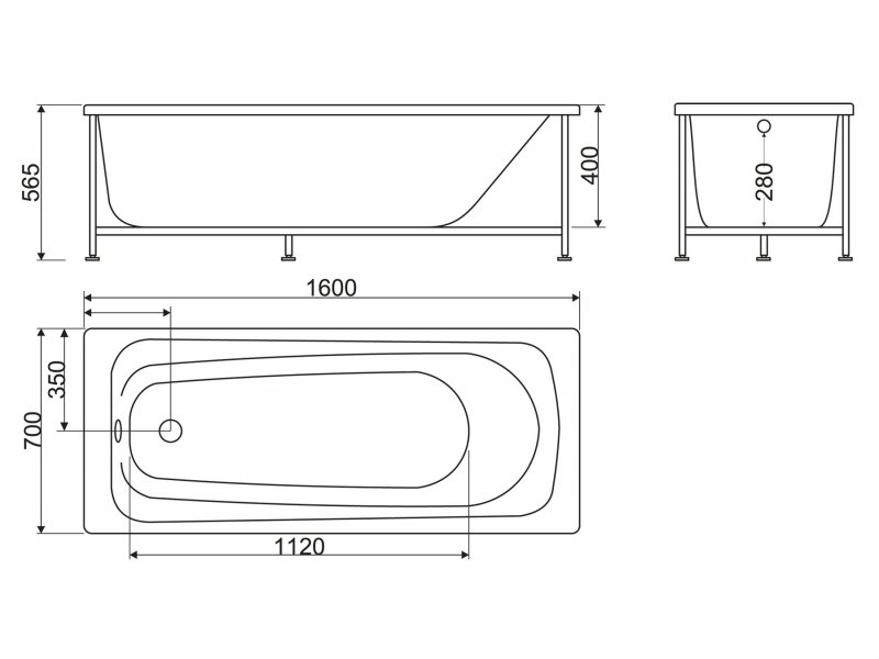 Купить Ванна акриловая BelBagno BB102 160 x 70 x 40 см пристенная