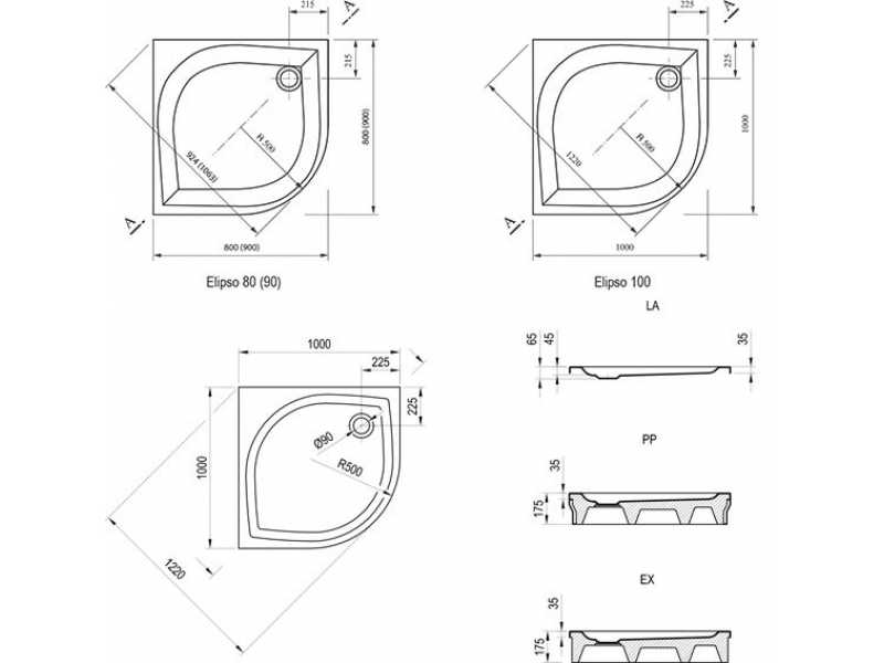 Купить Поддон Ravak Elipso 90 PAN, 90 x 90 см, с панелью, белый, A227701410