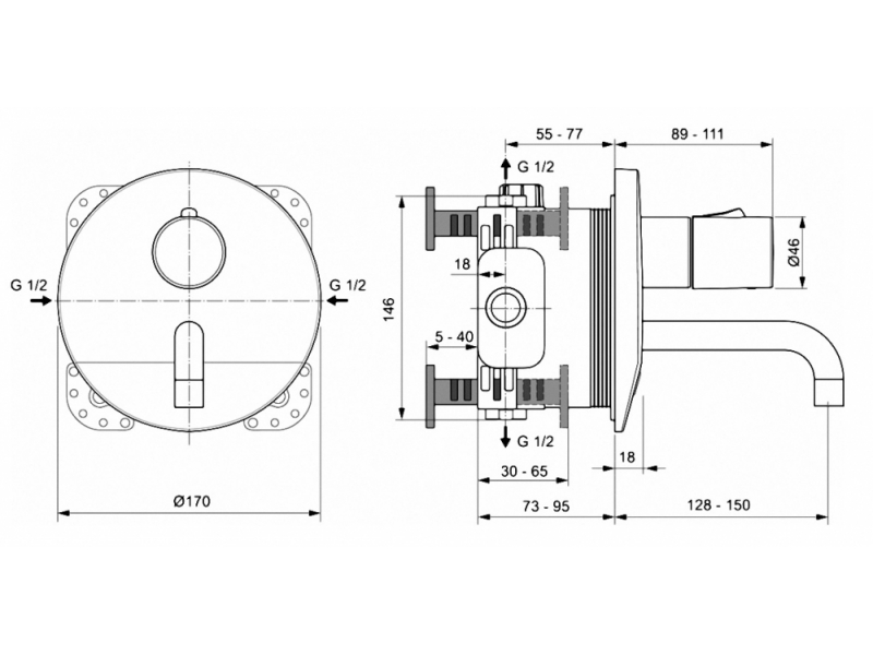 Купить Смеситель Ideal Standard Ceraplus термостатический для раковины, хром, A6148AA