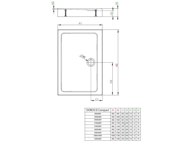 Купить Поддон для душа Radaway Doros D, 90 x 130 см, прямоугольный, SDRD1390-05