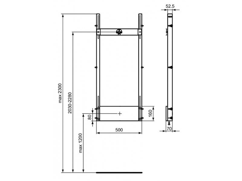 Купить Инсталляция Ideal Standard Prosys для монтажа душевого смесителя и верхнего душа, серый, R016767