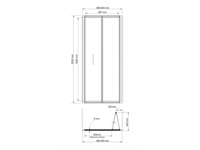 Купить Душевая дверь WasserKRAFT Weser 78F04 90*200 см