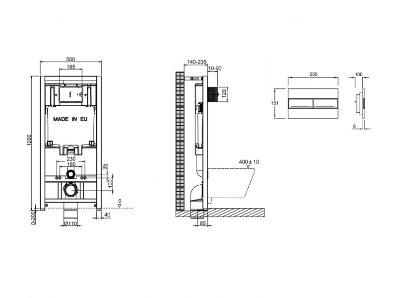 Купить Инсталляция Jacob Delafon E21749RU-00 с безободковым унитазом Rodin+ EDY102, сиденье микролифт, клавиша хром, (E29025+E20858-CP+EDY102+E23280)