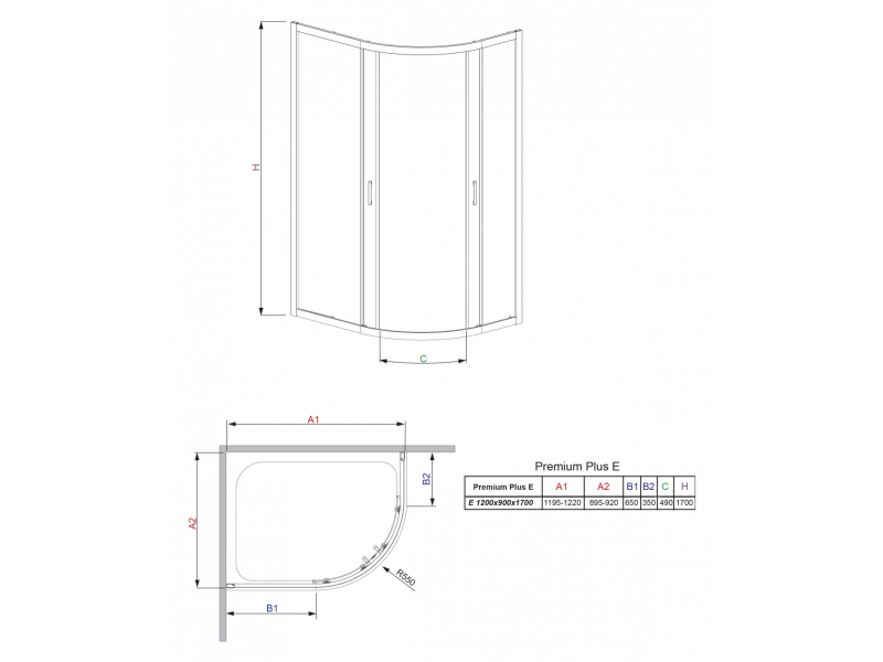 Купить Душевой уголок Radaway Premium Plus E, 120 x 90 x 170 см, прозрачное стекло