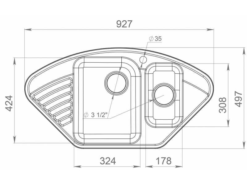 Купить Кухонная мойка GranFest Quarz Z 14, 92.7 x 49.7 см, черный