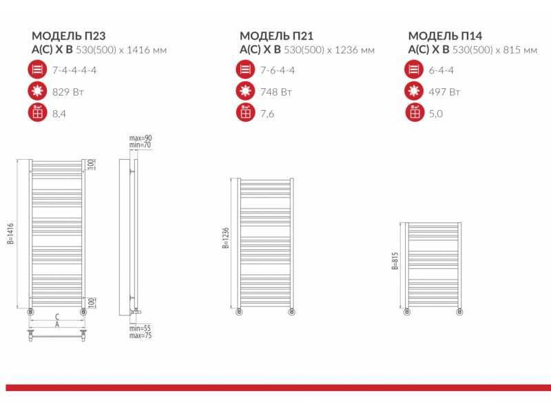 Купить Полотенцесушитель водяной Terminus Тоскана П21 500x1236, ширина 53 см, высота 123.6 см